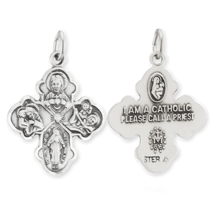 ITI NYC Double-Sided Four-Way Cross Pendant with Antique Finish in Sterling Silver