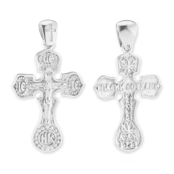 ITI NYC Byzantine Double-Sided Cross and Crucifix Pendant in Sterling Silver