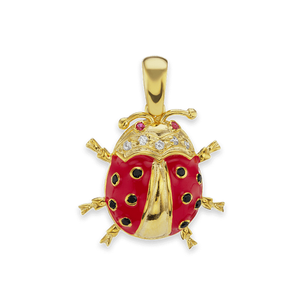 Fancy Ladybug Charm with CZ's (26 x 21mm)