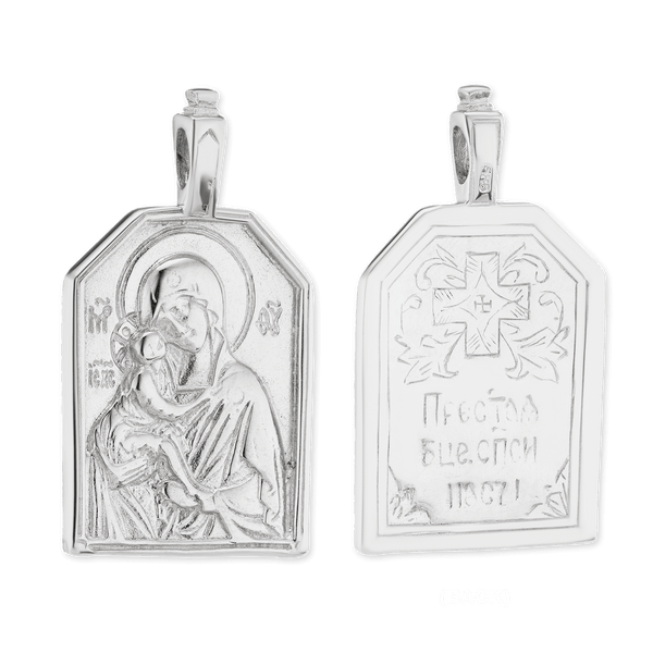 ITI NYC Madonna and Child Byzantine Double-Sided Pendant in Sterling Silver