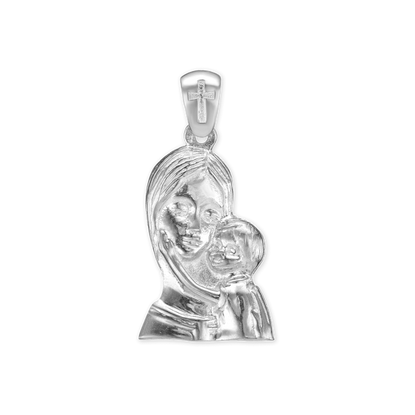 ITI NYC Madonna and Child Pendant Medallion in Sterling Silver