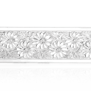 Sterling Silver Floral Pattern (17" Long) Soft Plate WPFL4