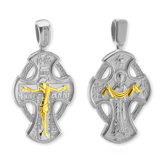 ITI NYC Byzantine Double-Sided Cross and Crucifix Pendant in Sterling Silver