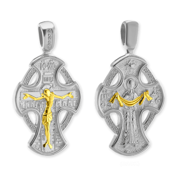 ITI NYC Byzantine Double-Sided Cross and Crucifix Pendant in Sterling Silver