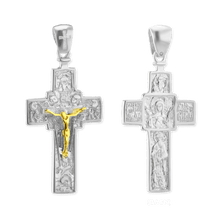 Load image into Gallery viewer, ITI NYC Byzantine Double-Sided Cross and Crucifix Pendant in Sterling Silver
