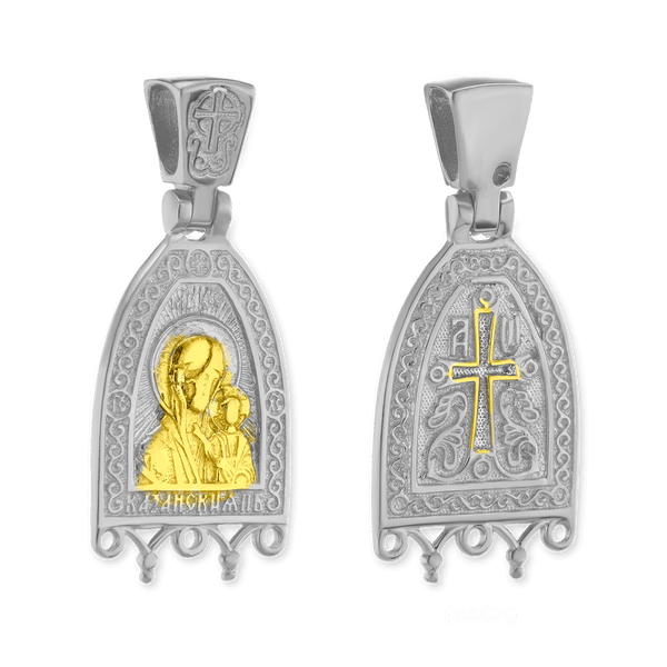 ITI NYC Madonna and Child Byzantine Double-Sided Pendant in Sterling Silver