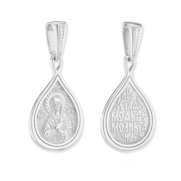 ITI NYC Virgin Mary Byzantine Double-Sided Pendant in Sterling Silver