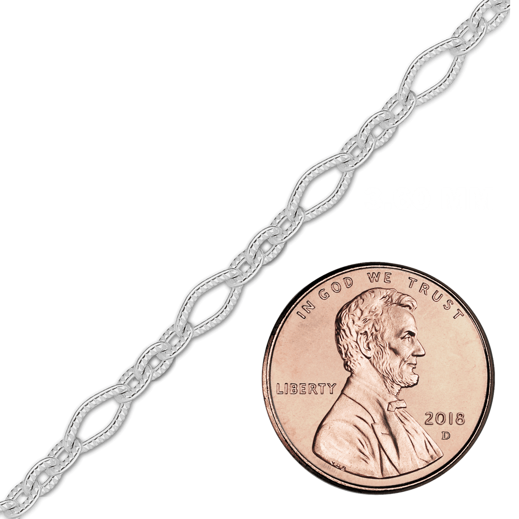 Bulk / Spooled Textured Fancy Cable Chain in Sterling Silver (3.60 mm)