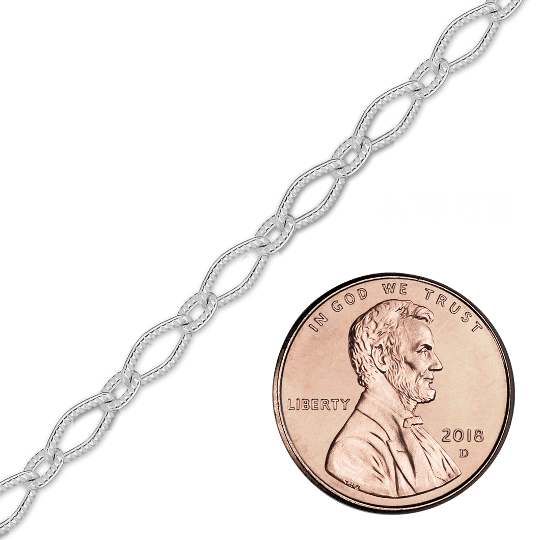 Bulk / Spooled Textured Fancy Cable Chain in Sterling Silver (3.70 mm)