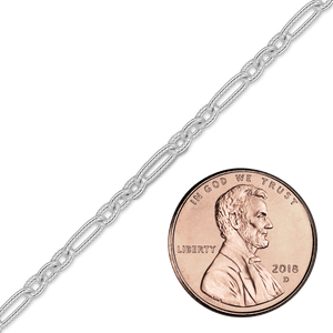 Bulk / Spooled Textured Figaro Cable Chain in Sterling Silver (2.40 mm)