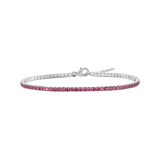 Tennis Bracelet with Tourmaline Colored CZ in Sterling Silver (2 mm - 4 mm)