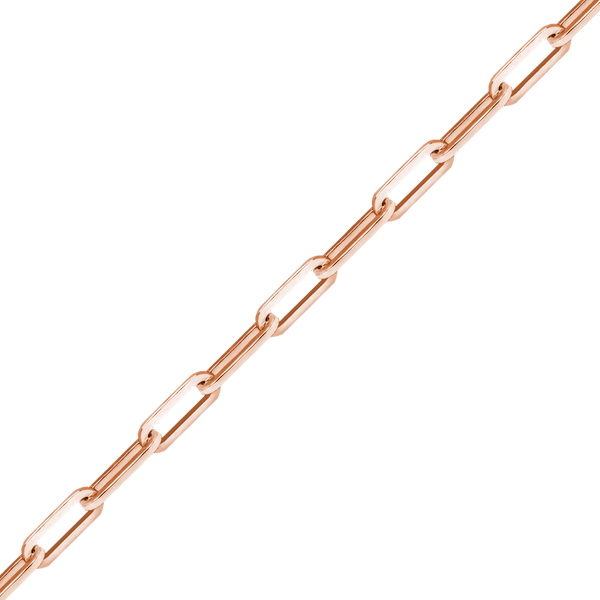 Bulk / Spooled Trace Elongated Paperclip Cable Chain in 14K Rose Gold (2.50 mm - 3.50 mm)