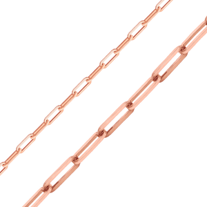 Bulk / Spooled Trace Elongated Paperclip Cable Chain in 14K Rose Gold (2.50 mm - 3.50 mm)