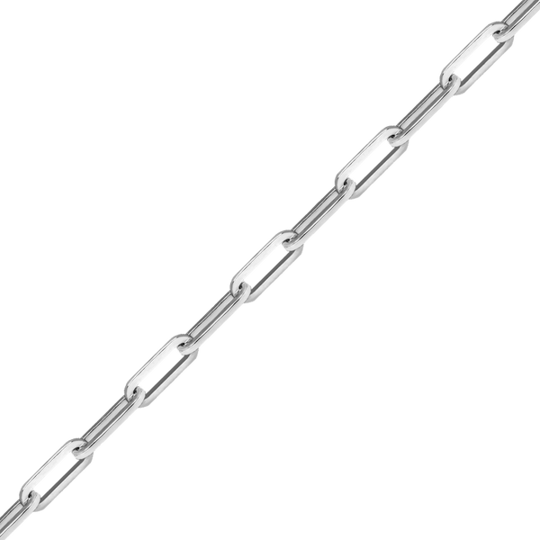 Bulk / Spooled Trace Elongated Paperclip Cable Chain in 14K White Gold (2.50 mm - 3.50 mm)