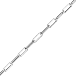 Bulk / Spooled Trace Elongated Paperclip Cable Chain in 14K White Gold (2.50 mm - 3.50 mm)