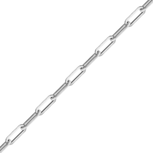 Bulk / Spooled Trace Elongated Paperclip Cable Chain in 14K White Gold (2.50 mm - 3.50 mm)