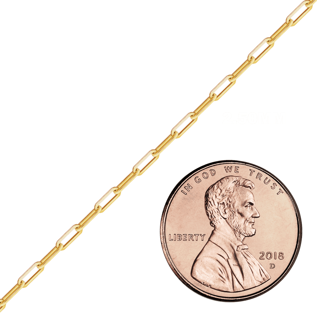 Bulk / Spooled Trace Elongated Paperclip Cable Chain in 14K & 18K Yellow Gold (2.50 mm - 7.80 mm)