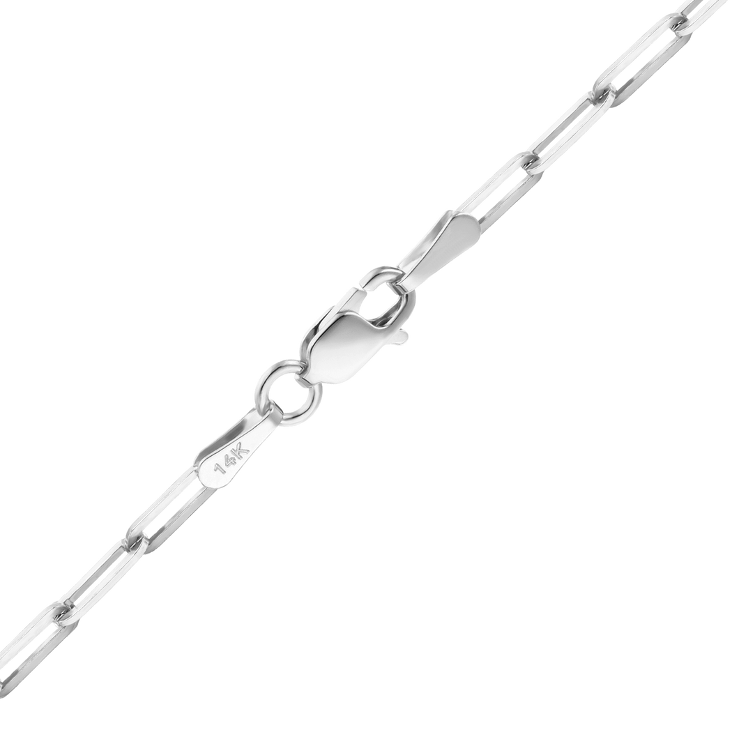 Tribeca Trace Paperclip Anklet in 14K White Gold