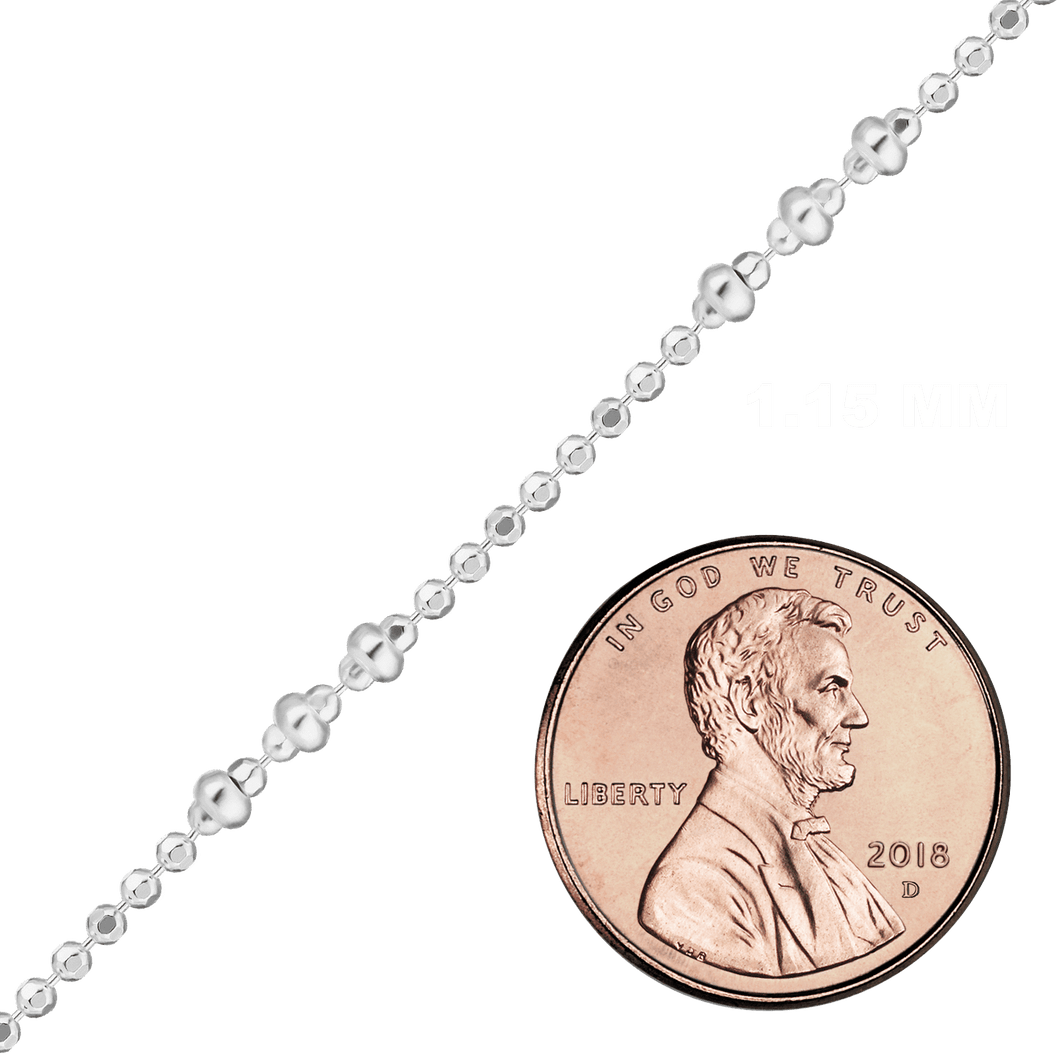 Bulk / Spooled Triple Beaded Stud Chain in Sterling Silver (1.15 mm)