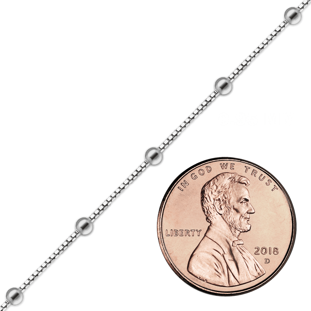 Bulk / Spooled Venetian Box Stud Chain in Sterling Silver (0.95 mm)