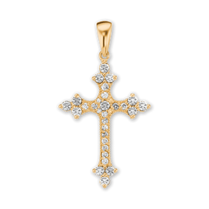 ITI NYC Trinity Cross Pendant with Cubic Zirconia in Sterling Silver