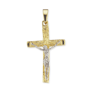 ITI NYC Crucifix Pendant with Diamond Cut Design in 14K Gold
