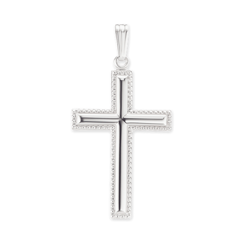 ITI NYC Sterling Silver Raised Cross with Detailed Edge