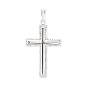 ITI NYC Sterling Silver Raised Cross with Detailed Edge