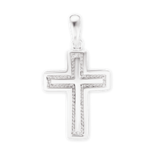 Load image into Gallery viewer, ITI NYC Sterling Silver Cross Pendant with Rope Design
