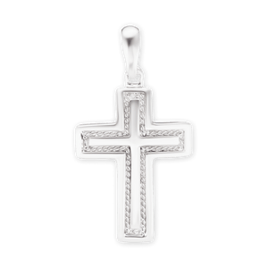 ITI NYC Sterling Silver Cross Pendant with Rope Design