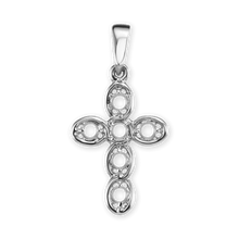 Load image into Gallery viewer, 14K Gold Contemporary Venetian Cross 6 Stone Pendant Mounting (23 x 12 mm)
