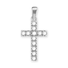 Load image into Gallery viewer, 14K Gold Contemporary Classic Cross 12 Stone Pendant Mounting (27 x 12 mm)
