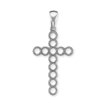 Load image into Gallery viewer, 14K Gold Contemporary Bezel Set Classic Cross 12 Stone Pendant Mounting (37 x 17 mm)
