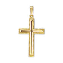 Load image into Gallery viewer, ITI NYC Raised Cross Pendant with Detailed Edge in 14K Gold
