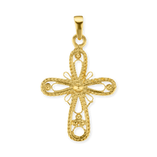 Load image into Gallery viewer, ITI NYC Filigree Cross Pendant with Rope Detail in 14K Gold
