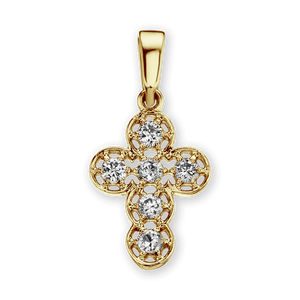 ITI NYC Filigree Cross Pendant with Diamonds in 14K Gold