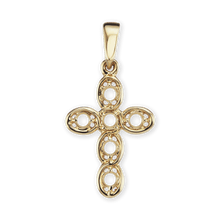 Load image into Gallery viewer, 14K Gold Contemporary Venetian Cross 6 Stone Pendant Mounting (23 x 12 mm)
