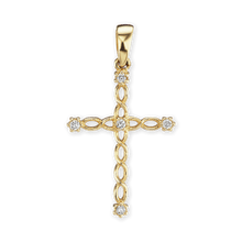 Load image into Gallery viewer, ITI NYC Filigree Cross Pendant with Diamonds in 14K Gold

