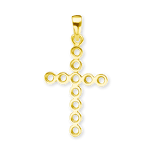 Load image into Gallery viewer, 14K Gold Contemporary Bezel Set Classic Cross 11 Stone Pendant Mounting (30 x 15 mm)
