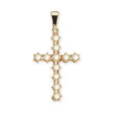 Load image into Gallery viewer, 14K Gold Contemporary Cross 11 Stone Pendant Mounting (39 x 20 mm)
