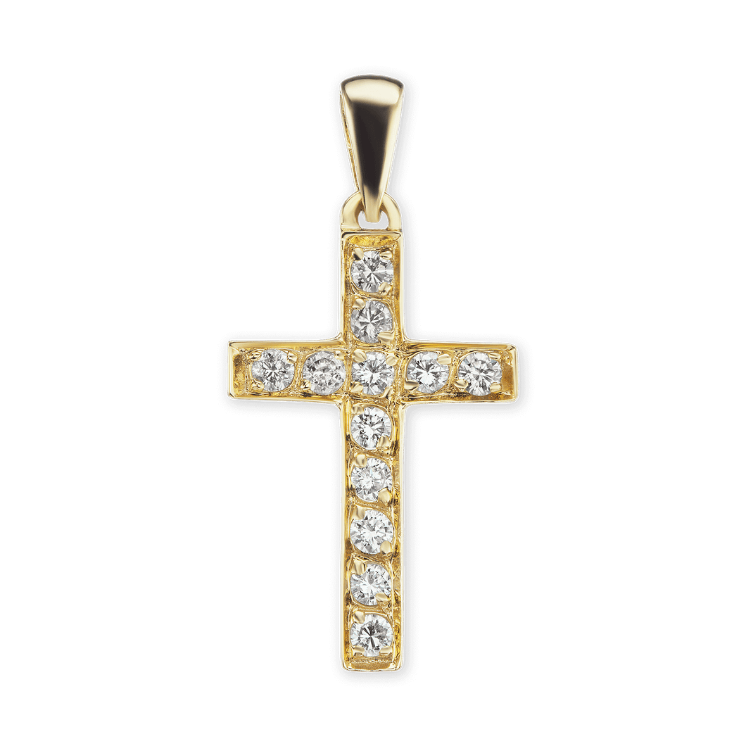 ITI NYC Cross Pendant with Diamonds in 14K Gold