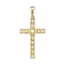 Load image into Gallery viewer, 14K Gold Contemporary Conte Classic Cross 11 Stone Pendant Mounting (40 x 20 mm)
