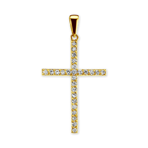 ITI NYC Thin Cross Pendant with Diamonds in 14K Gold