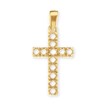 Load image into Gallery viewer, 14K Gold Contemporary Classic Cross 12 Stone Pendant Mounting (27 x 12 mm)
