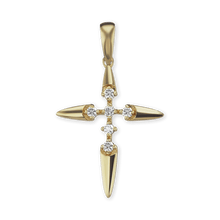 Load image into Gallery viewer, ITI NYC Star Cross Pendant with Diamonds in 14K Gold
