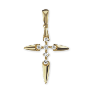 ITI NYC Star Cross Pendant with Diamonds in 14K Gold