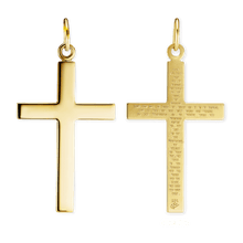 Load image into Gallery viewer, ITI NYC Plain Cross Pendant with Lord&#39;s Prayer in 14K Gold
