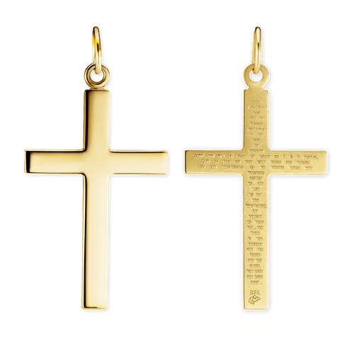 ITI NYC Plain Cross Pendant with Lord's Prayer in 14K Gold