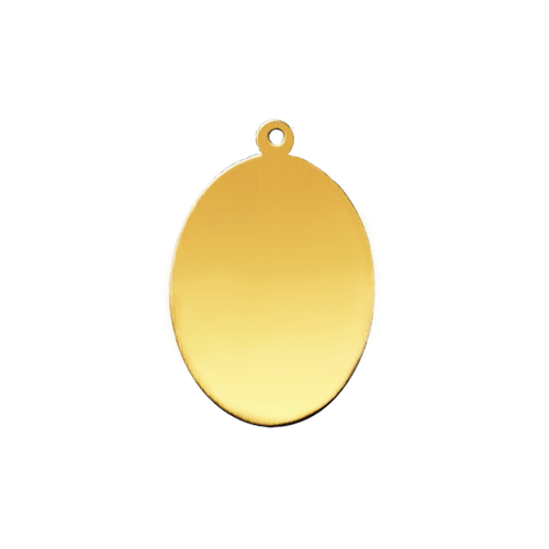 14K Yellow Gold Oval Disc With Loop (.025