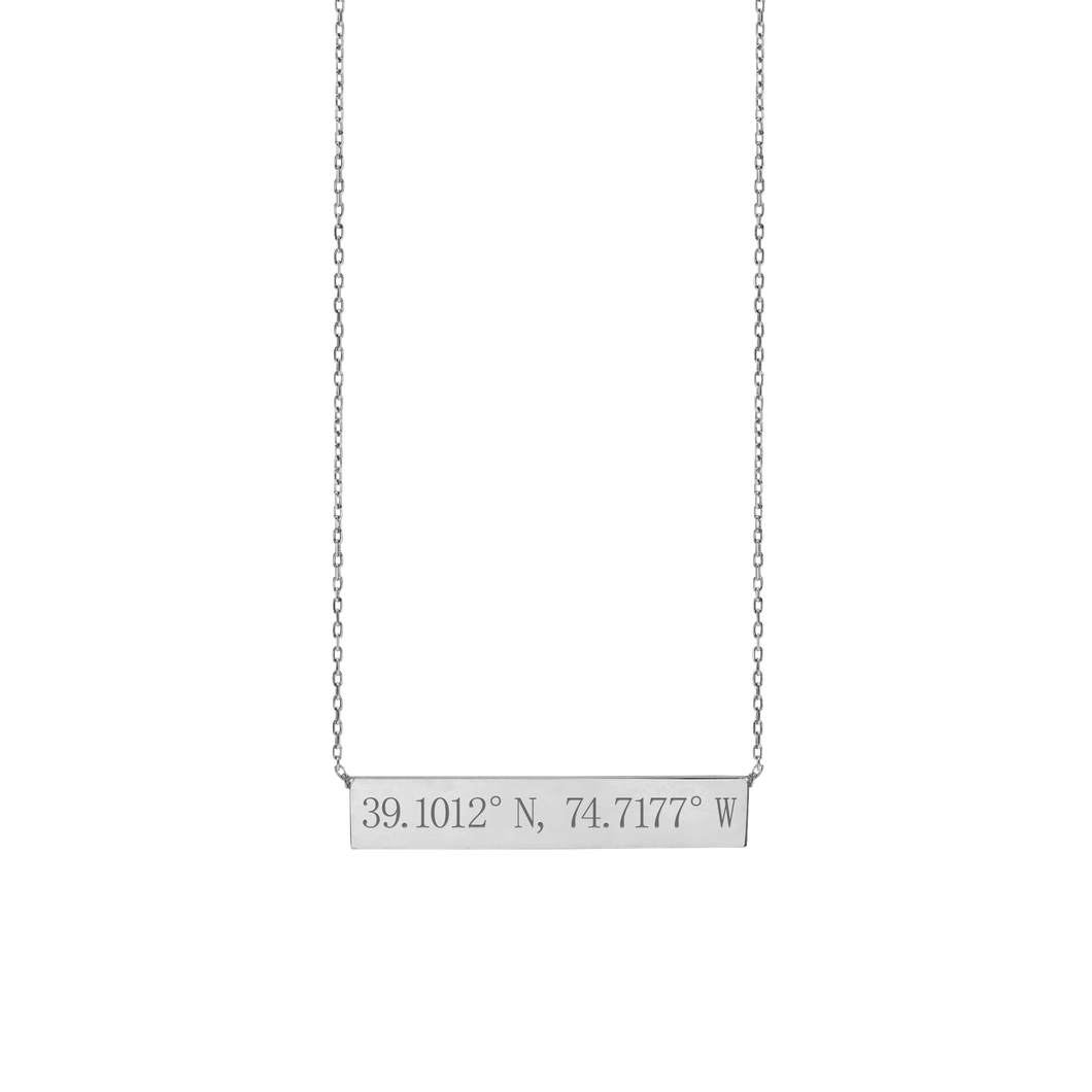 Avalon Bar Necklace with Engraving in Sterling Silver (18
